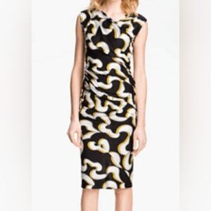 D. Von Furstenberg Luisa Chic Black & Cream Abstract Jersey Silk Sheath Dress 4
